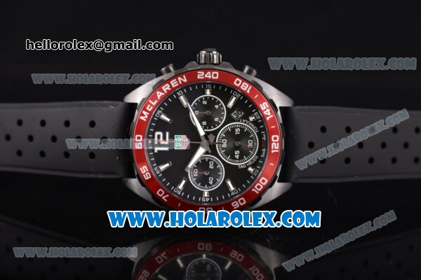 Tag Heuer Formula I Limited Edition 30th Anniversary McLare Chrono Miyota Quartz PVD Case with Black Dial Red Bezel and White Sitck Markers - Click Image to Close